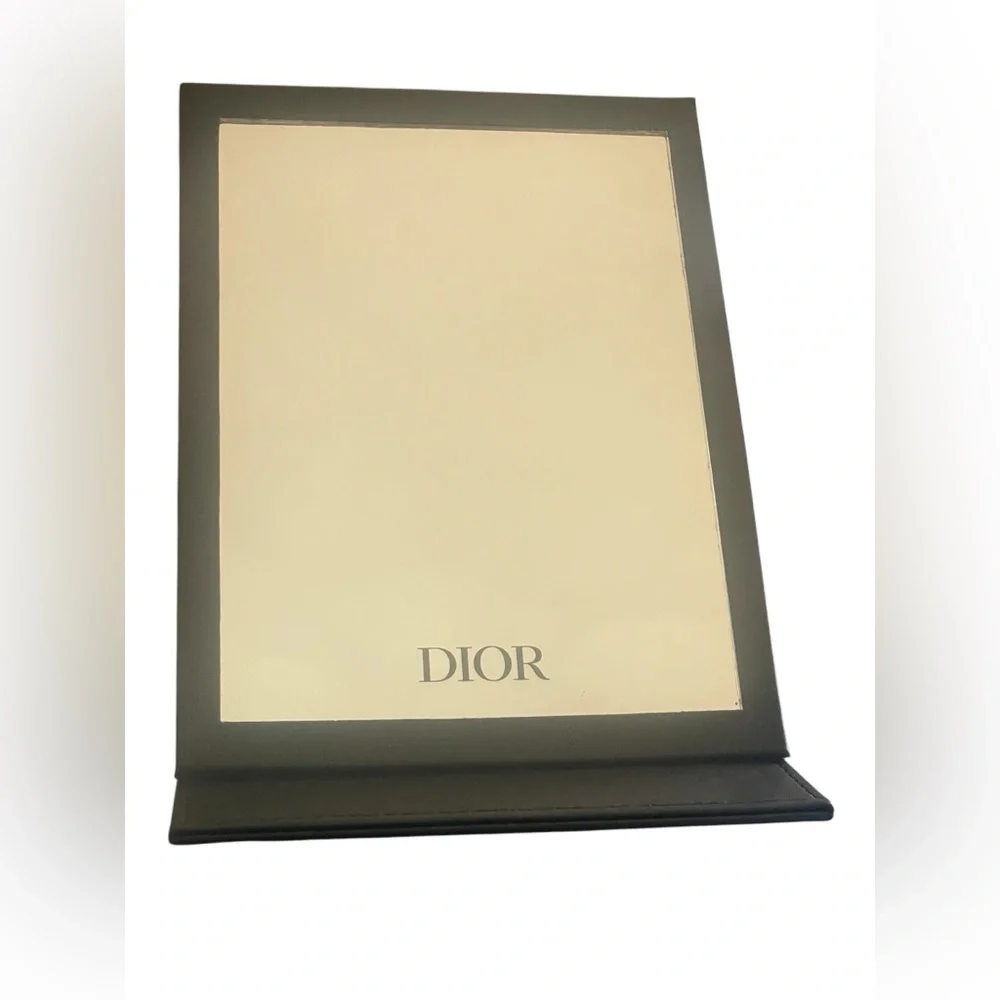 NEW w/Box Dior VIP Black Vegan Leather 7” x 5” Vanity Mirror. For Home or Travel - Picture 4 of 8